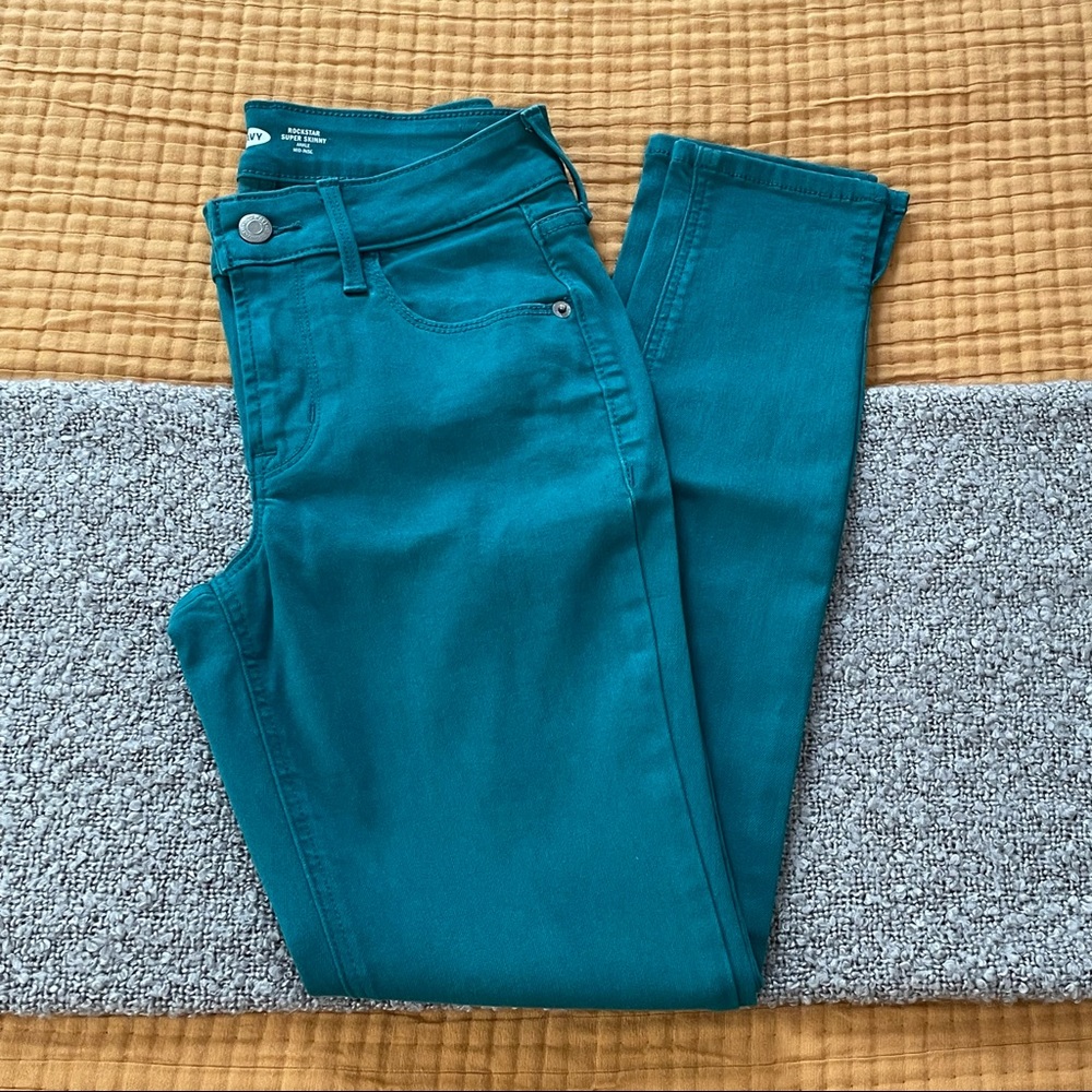 Old Navy, Teal, Rockstar, Super Skinny, Ankle, Mid-rise, Size 0, Barely Worn